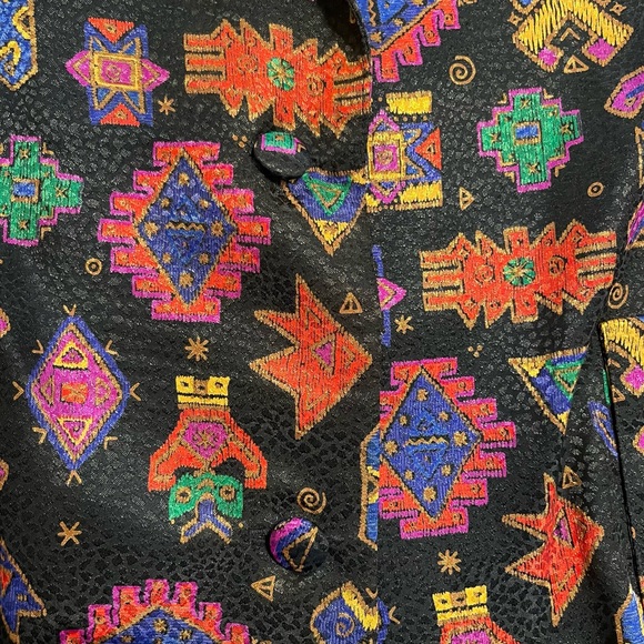 Vintage Doncaster Multicolored Geometric Print Women’s Blazer Size 6 - Picture 6 of 15